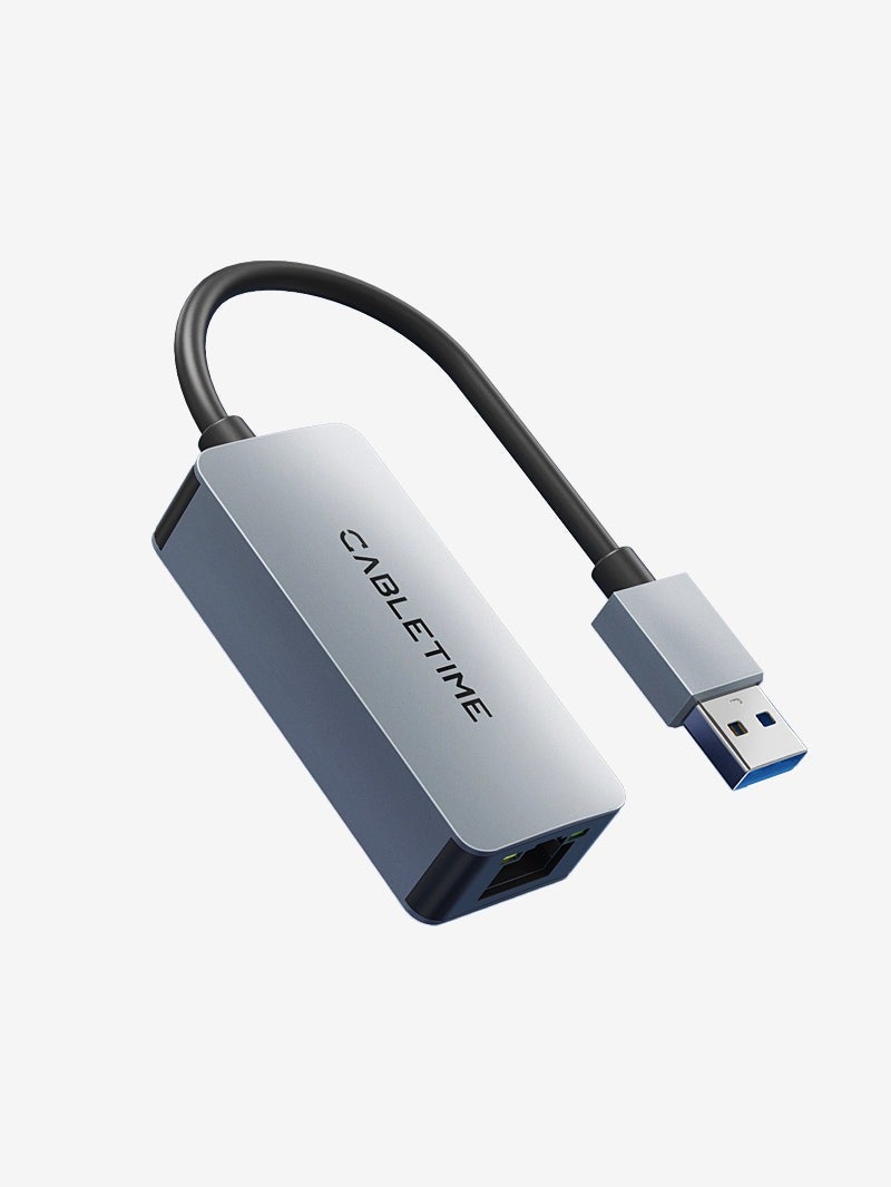 CABLETIME 2.5GBPS USB 3.0 A TO RJ45 GIGABIT ETHERNET ADAPTER COMPATABLE WITH LAPTOP MACBOOK AIR/PRO, XPS - Image 1